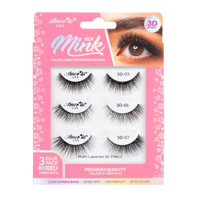 Pestañas: Silk Mink 3 pares - Amor Us