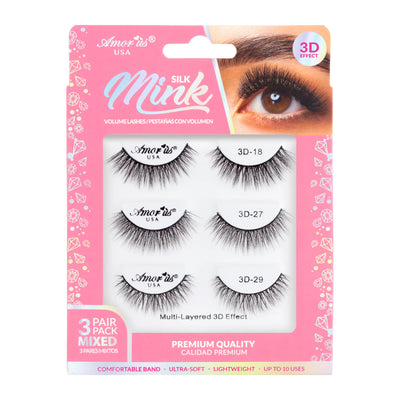 Pestañas: Silk Mink 3 pares - Amor Us