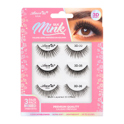 Pestañas: Silk Mink 3 pares - Amor Us